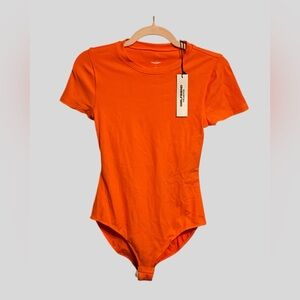 Girlfriend Collective Ribbed Short Sleeve Bodysuit Orange | Size M | NWT